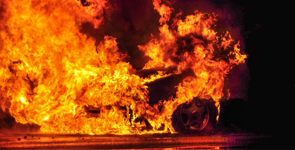 Car in ball of flames