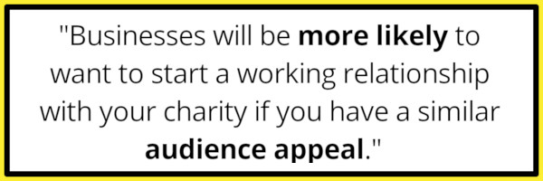 Text read: Businesses will be more likely to want to start a working relationship if you have a similar audience appeal.